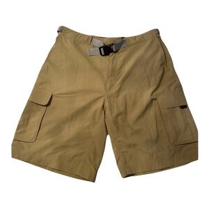 Eastern Mountain Sports Mens 33 Khaki Nylon Cargo Hiking Shorts Integrated Belt